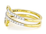 White Lab-Grown Diamond H SI 14K Yellow Gold Over Sterling Silver Arrow Bypass Ring 0.35ctw