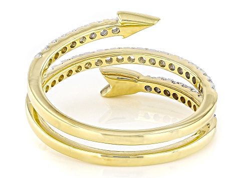 White Lab-Grown Diamond H SI 14K Yellow Gold Over Sterling Silver Arrow Bypass Ring 0.35ctw