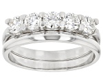 White Lab-Grown Diamond H SI Rhodium Over Sterling Silver Ring With Matching Band 1.00ctw