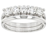 White Lab-Grown Diamond H SI Rhodium Over Sterling Silver Ring With Matching Band 1.00ctw
