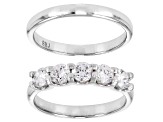 White Lab-Grown Diamond H SI Rhodium Over Sterling Silver Ring With Matching Band 1.00ctw