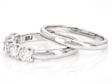 White Lab-Grown Diamond H SI Rhodium Over Sterling Silver Ring With Matching Band 1.00ctw