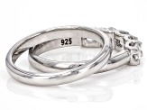 White Lab-Grown Diamond H SI Rhodium Over Sterling Silver Ring With Matching Band 1.00ctw