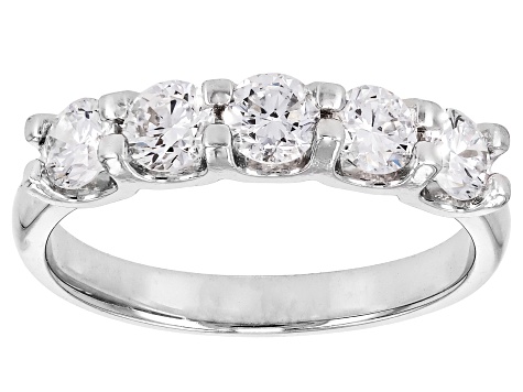 White Lab-Grown Diamond H SI Rhodium Over Sterling Silver Ring With Matching Band 1.00ctw