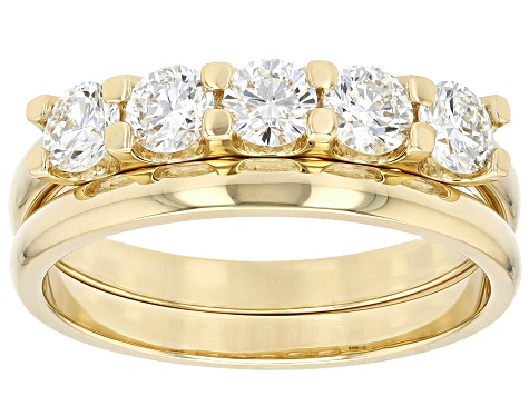 White Lab-Grown Diamond H SI 14K Yellow Gold Over Sterling Silver Ring With Matching Band 1.00ctw