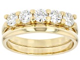 White Lab-Grown Diamond H SI 14K Yellow Gold Over Sterling Silver Ring With Matching Band 1.00ctw