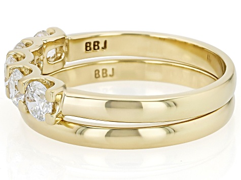 White Lab-Grown Diamond H SI 14K Yellow Gold Over Sterling Silver Ring With Matching Band 1.00ctw