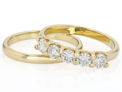 White Lab-Grown Diamond H SI 14K Yellow Gold Over Sterling Silver Ring With Matching Band 1.00ctw