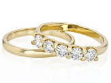 White Lab-Grown Diamond H SI 14K Yellow Gold Over Sterling Silver Ring With Matching Band 1.00ctw