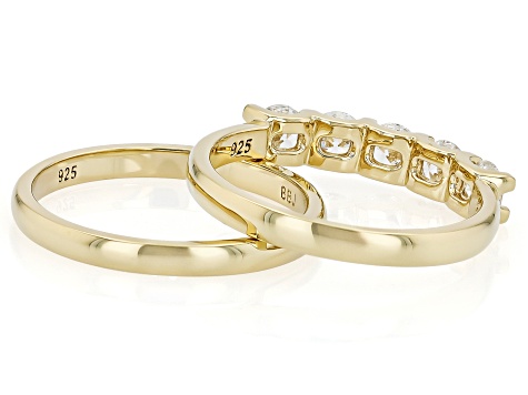 White Lab-Grown Diamond H SI 14K Yellow Gold Over Sterling Silver Ring With Matching Band 1.00ctw