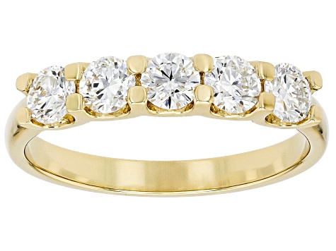 White Lab-Grown Diamond H SI 14K Yellow Gold Over Sterling Silver Ring With Matching Band 1.00ctw