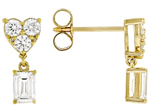 White Lab-Grown Diamond H SI 14k Yellow Gold Dangle Earrings 1.25ctw