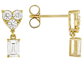 Picture of White Lab-Grown Diamond H SI 14k Yellow Gold Dangle Earrings 1.25ctw