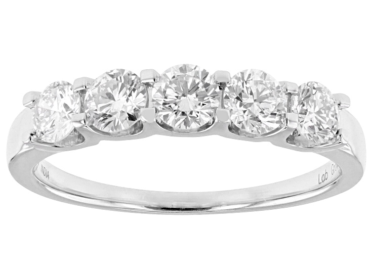 White Lab-Grown Diamond H SI 14k White Gold 5-Stone Ring 1.00ctw
