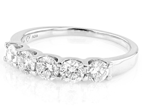 White Lab-Grown Diamond H SI 14k White Gold 5-Stone Ring 1.00ctw