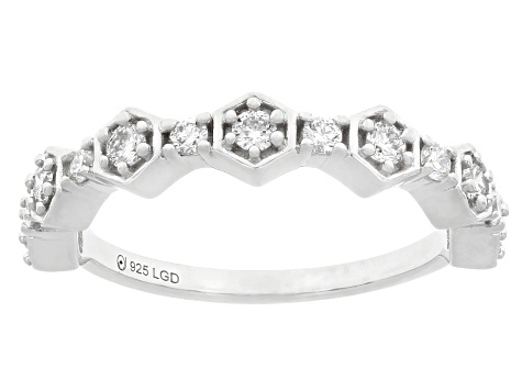White Lab-Grown Diamond G-H VS Rhodium Over Sterling Silver Ring 0.40ctw