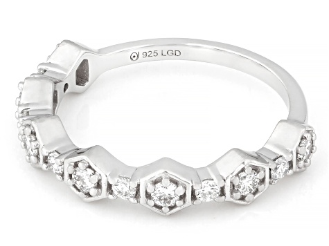 White Lab-Grown Diamond G-H VS Rhodium Over Sterling Silver Ring 0.40ctw