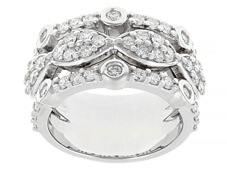 White Lab-Grown Diamond G-H VS Rhodium Over Sterling Silver Ring 1.35ctw