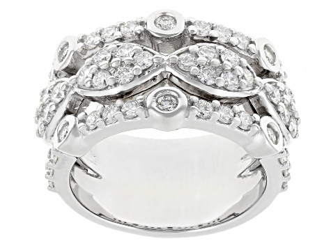 White Lab-Grown Diamond G-H VS Rhodium Over Sterling Silver Ring 1.35ctw