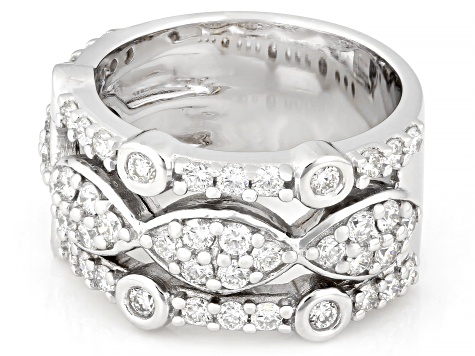 White Lab-Grown Diamond G-H VS Rhodium Over Sterling Silver Ring 1.35ctw