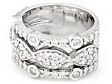 White Lab-Grown Diamond G-H VS Rhodium Over Sterling Silver Ring 1.35ctw