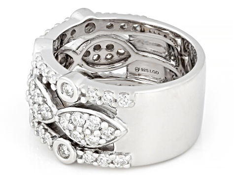 White Lab-Grown Diamond G-H VS Rhodium Over Sterling Silver Ring 1.35ctw