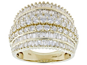 White Lab-Grown Diamond H SI 10k Yellow Gold Wide Band Ring 3.00ctw