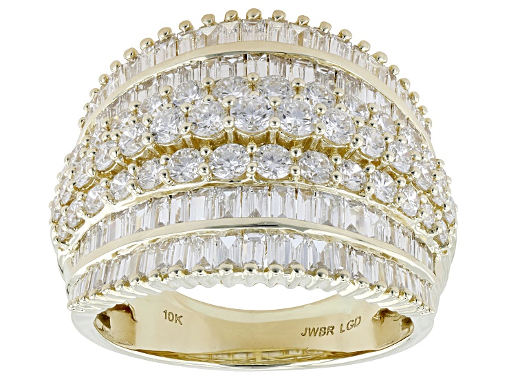White Lab-Grown Diamond H SI 10k Yellow Gold Wide Band Ring 3.00ctw