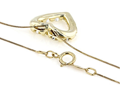 White Lab-Grown Diamond H SI 10k Yellow Gold Heart Slide Pendant With Box Chain 1.00ctw