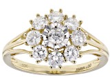 White Lab-Grown Diamond H SI 10k Yellow Gold Cluster Ring 1.00ctw