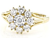 White Lab-Grown Diamond H SI 10k Yellow Gold Cluster Ring 1.00ctw