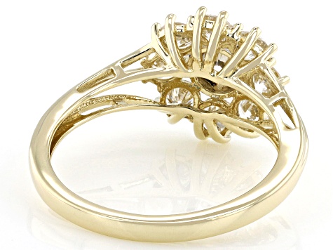 White Lab-Grown Diamond H SI 10k Yellow Gold Cluster Ring 1.00ctw
