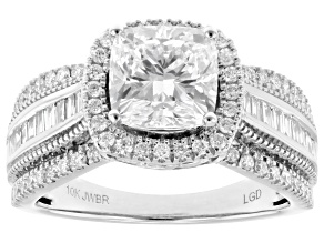 White Lab-Grown Diamond H SI 10k White Gold Halo Ring 2.75ctw