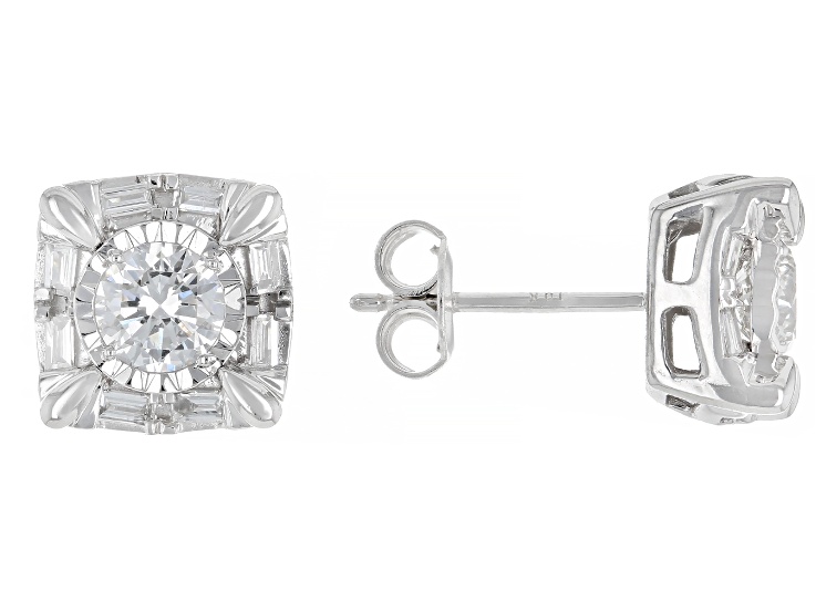 White Lab-Grown Diamond H SI 10k White Gold Stud Earrings 1.00ctw