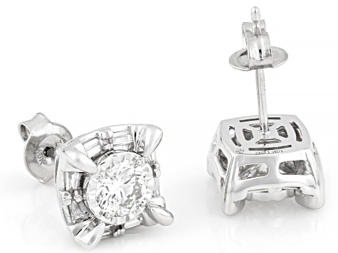 White Lab-Grown Diamond H SI 10k White Gold Stud Earrings 1.00ctw