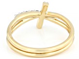 White Lab-grown Diamond F-G SI 10k Yellow Gold Cross Crossover Ring 0.15ctw