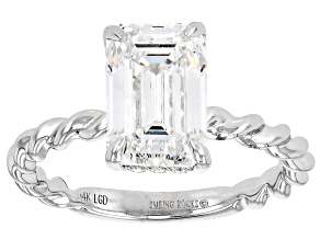 Certified White Lab-Grown Diamond E-F VS 14k White Gold Twisted Band Solitaire Ring 3.00ct