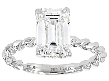 Picture of Certified White Lab-Grown Diamond E-F VS 14k White Gold Twisted Band Solitaire Ring 3.00ct
