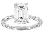Certified White Lab-Grown Diamond E-F VS 14k White Gold Twisted Band Solitaire Ring 3.00ct