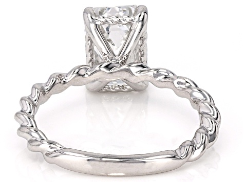Certified White Lab-Grown Diamond E-F VS 14k White Gold Twisted Band Solitaire Ring 3.00ct