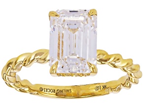 Certified White Lab-Grown Diamond E-F VS 14k Yellow Gold Twisted Band Solitaire Ring 3.00ct