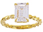 Certified White Lab-Grown Diamond E-F VS 14k Yellow Gold Twisted Band Solitaire Ring 3.00ct