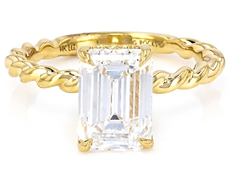 Certified White Lab-Grown Diamond E-F VS 14k Yellow Gold Twisted Band Solitaire Ring 3.00ct