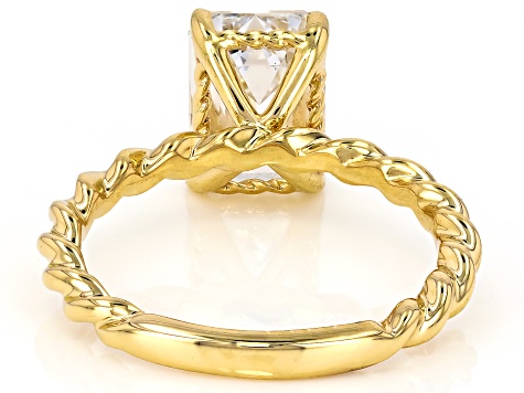 Certified White Lab-Grown Diamond E-F VS 14k Yellow Gold Twisted Band Solitaire Ring 3.00ct