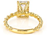 Certified White Lab-Grown Diamond E-F VS 14k Yellow Gold Twisted Band Solitaire Ring 3.00ct