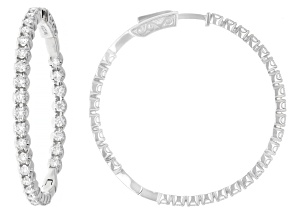 White Lab-grown Diamond F SI2 14k White Gold Hoop Earrings 3.00ctw