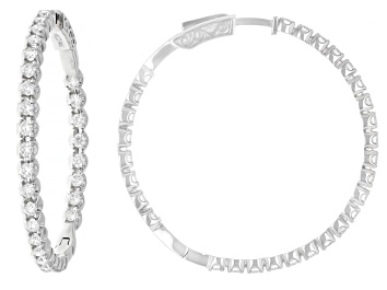 Picture of White Lab-grown Diamond F SI2 14k White Gold Hoop Earrings 3.00ctw