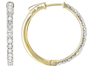 White Lab-grown Diamond H SI 14K Yellow Gold Over Sterling Silver Hoop Earrings 1.00ctw
