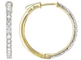 White Lab-grown Diamond H SI 14K Yellow Gold Over Sterling Silver Hoop Earrings 1.00ctw
