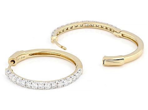 White Lab-grown Diamond H SI 14K Yellow Gold Over Sterling Silver Hoop Earrings 1.00ctw